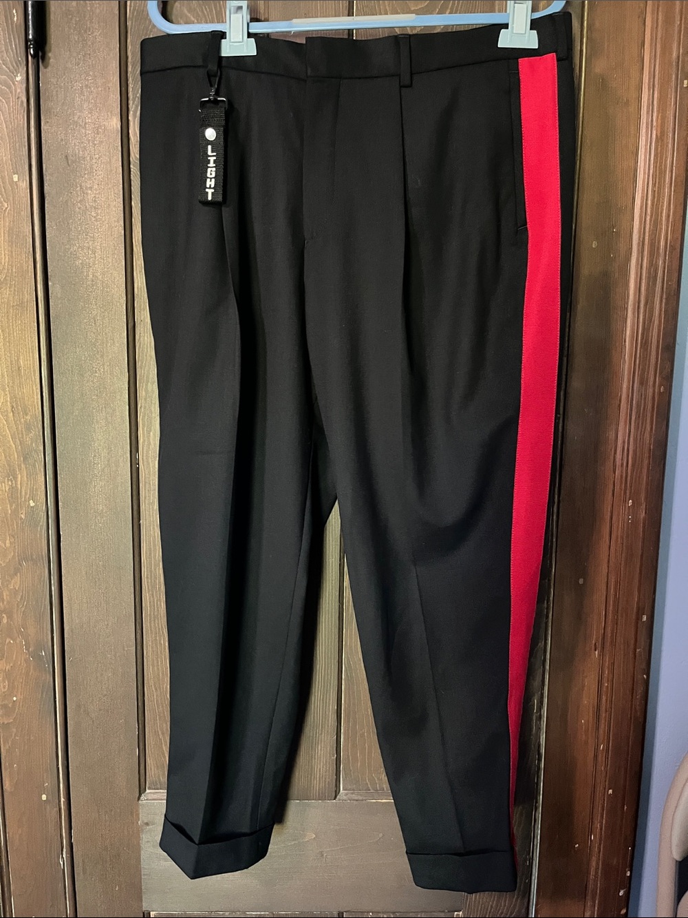 The Kooples Black Dress Pants with Red Side Stripe